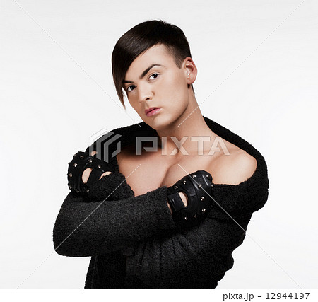 Young Man with Trendy Haircut - Isolated on White 12944197