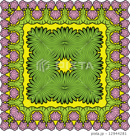 Squared background - ornamental floral pattern with palm leaves Squared background - ornamental floral pattern with palm leaves 12944281