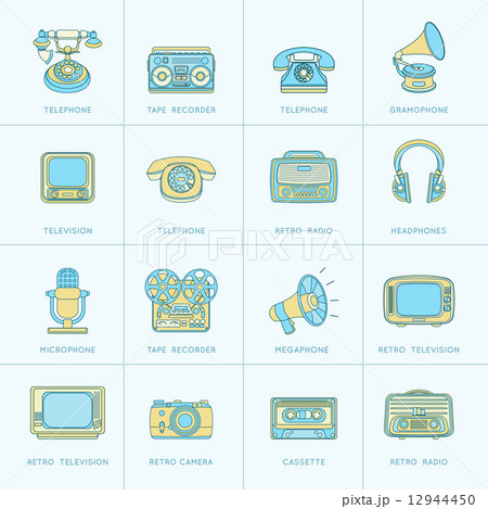 Retro Media Flat Line Icons 12944450