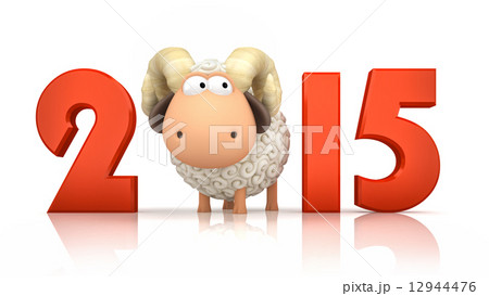Sheep and 2015 on white background Sheep and 2015 on white background 12944476