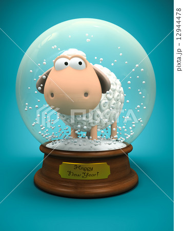 Symbol of 2015. White sheep in snow ball 12944478