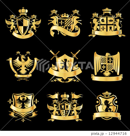 Heraldic Golden Emblemsのイラスト素材