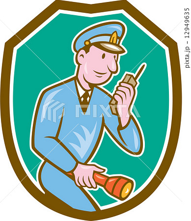 Policeman Torch Radio Shield Cartoon Policeman Torch Radio Shield Cartoon 12949635