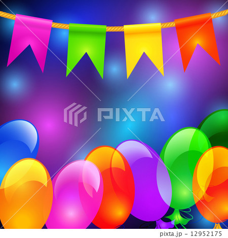 Colorful balloons and flags Colorful balloons and flags 12952175