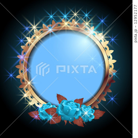 Round frame and blue roses Round frame and blue roses 12952177