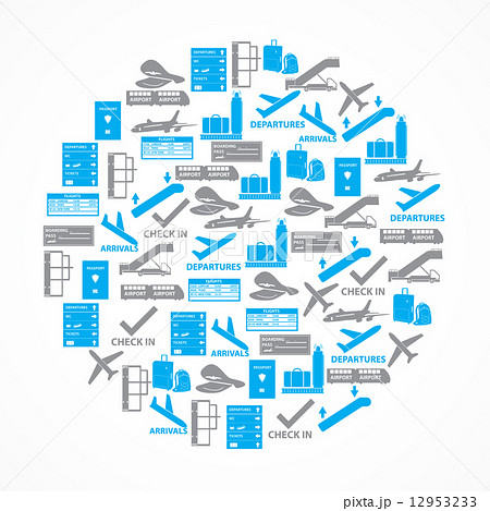 color airport icons set in circle eps10 12953233