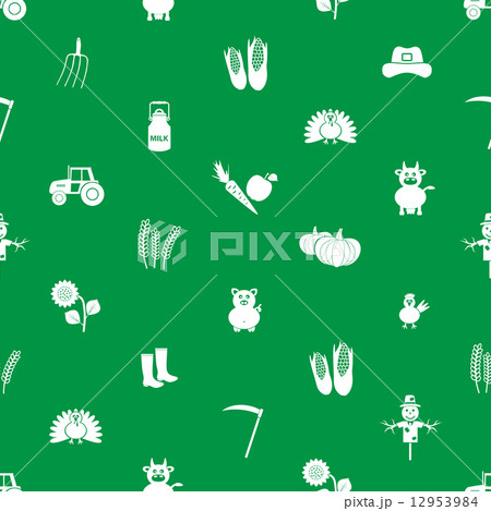 farm icons green and white seamless pattern eps10 12953984