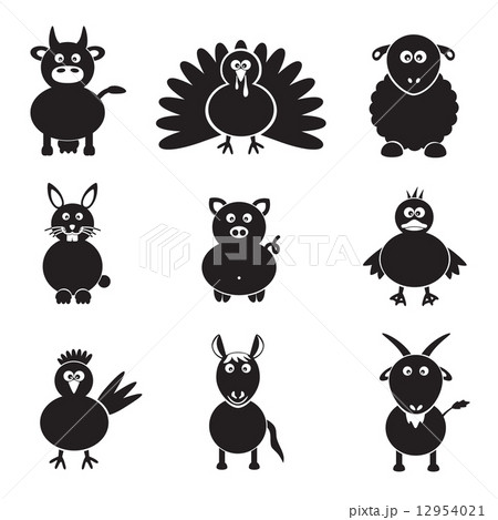 farm animals simple icons set eps10 12954021