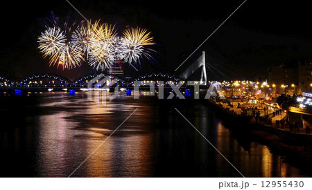 Fireworks in Big Eeuropean city Riga Fireworks in Big Eeuropean city Riga 12955430