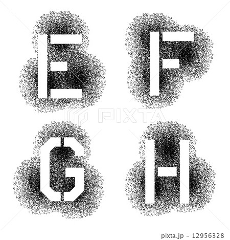 stencil angular spray font letters E F G H 12956328