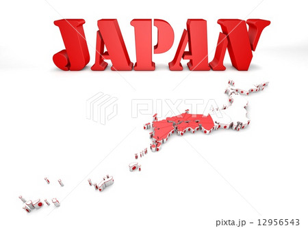 map of Japan with flag 12956543