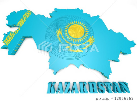map illustration of Kazakhstan with flag 12956565