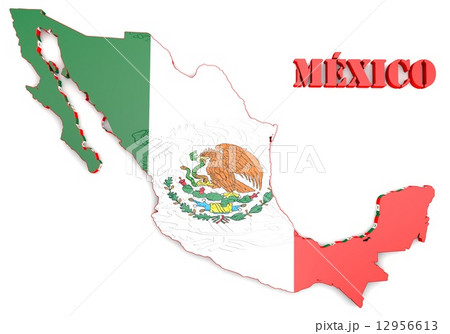 map illustration of Mexico with flag 12956613