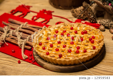 Homemade christmas cake with wild berries. 12959583