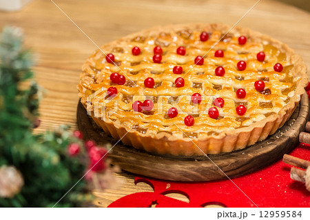 Homemade christmas cake with wild berries. 12959584