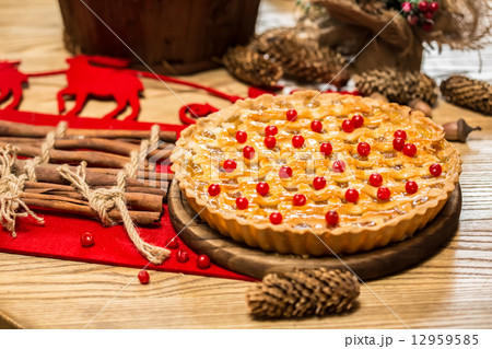 Homemade christmas cake with wild berries. 12959585