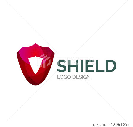Secure shield logo design made of color pieces 12961055