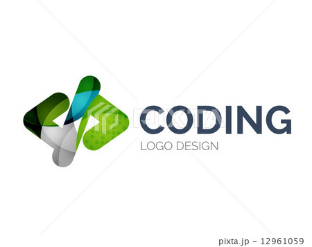 Code icon logo design made of color pieces Code icon logo design made of color pieces 12961059