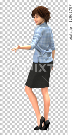 案内する女性 合成用背景透過リアル３dcgイラスト素材のイラスト素材
