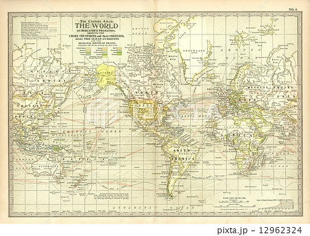 世紀初頭古地図 世界地図 のイラスト素材
