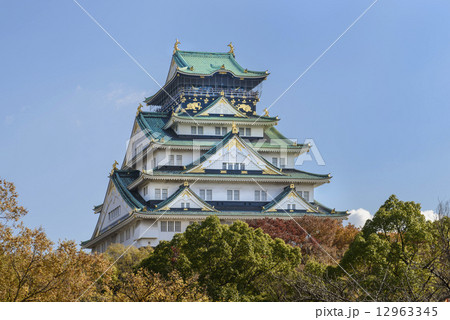 秋の大阪城天守閣 12963345