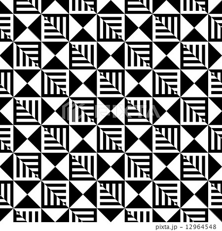 Abstract Black and White Illusion Vector Seamless Pattern. Line 12964548