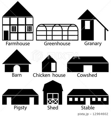 Farm Buildings Icons, Vector Illustration 12964602