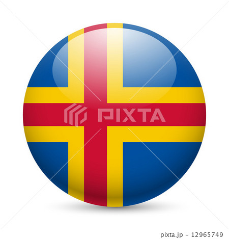 Round glossy icon of Aland Islands 12965749