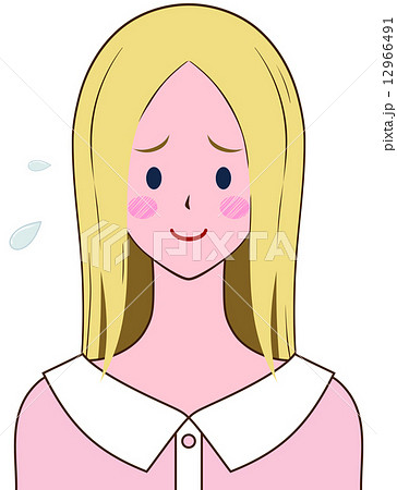 恥ずかしがる女性 笑顔のイラスト素材