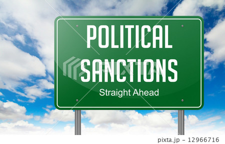 Political Sanctions on Highway Signpost. Political Sanctions on Highway Signpost. 12966716