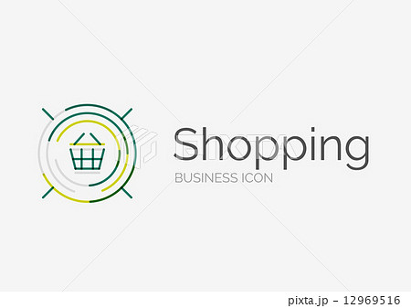 Thin line neat design logo, shopping cart icon 12969516