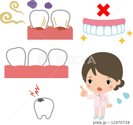 歯槽膿漏や虫歯のイメージのイラスト素材