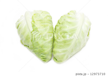 White Cabbage in heart shape isolated on white. 12973710