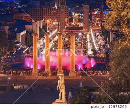 The famous Montjuic Fountain in Barcelona.Spain. 12978266