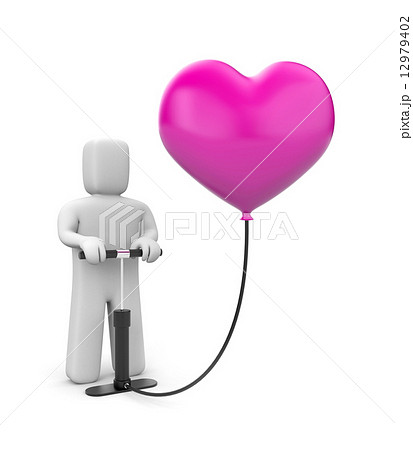 The person pumps up heart balloon 12979402