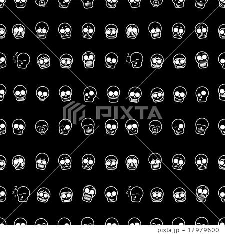 Set of icons skull illustration. Vector seamless pattern 12979600