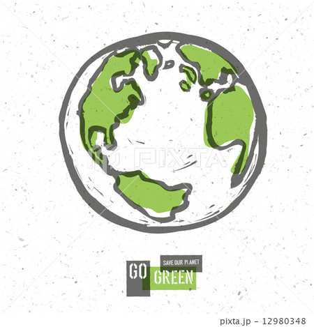 Go Green Concept Poster With Earth. Vector Go Green Concept Poster With Earth. Vector 12980348