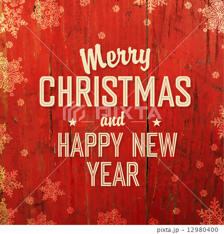 Retro Styled Christmas Card Design On Red Texture. Vector. Retro Styled Christmas Card Design On Red Texture. Vector. 12980400