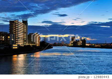 尾竹橋から隅田川夜景 尾竹橋から隅田川夜景 12980443