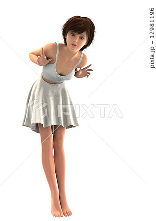 ポーズするモデル体型の女性 背景透過リアル３dcgイラスト素材のイラスト素材