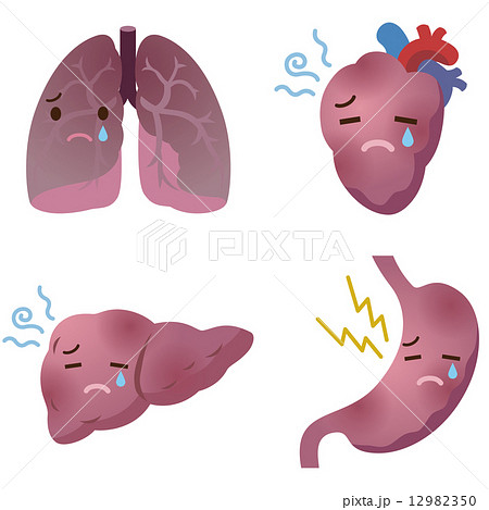 不健康な臓器のイラストのイラスト素材