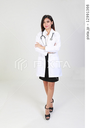 One Female Doctor Standing Folded Arm 12991366