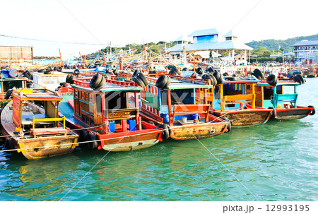 Fisher boat in koh Sichang harbor , Chonburi ,Thailand. 12993195