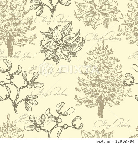Hand drawn  vintage Christmas seamless pattern 12993794