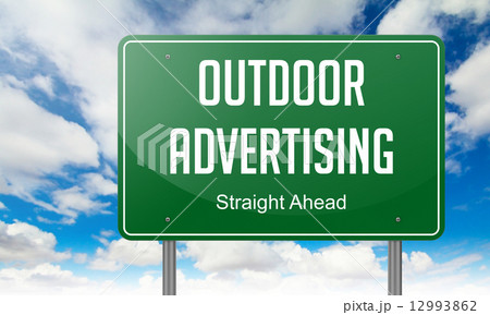 Outdoor Advertising on Highway Signpost. Outdoor Advertising on Highway Signpost. 12993862