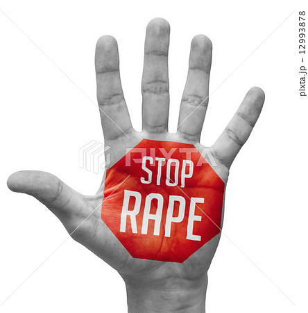 Stop Rape Sign Painted, Open Hand Raised. 12993878