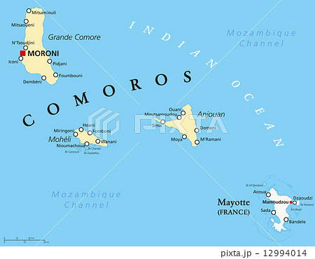 Comoros and Mayotte Political Map