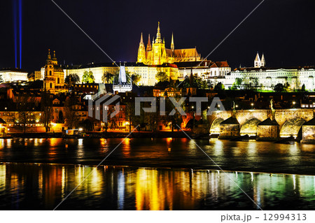 Old Prague cityscape with the Charles bridge 12994313