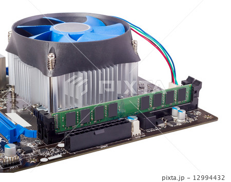 Electronic collection - Computer motherboard with CPU cooler 12994432