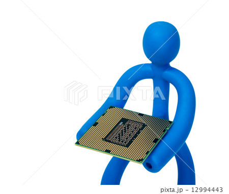 Rubber man with a processor isolated on white background 12994443